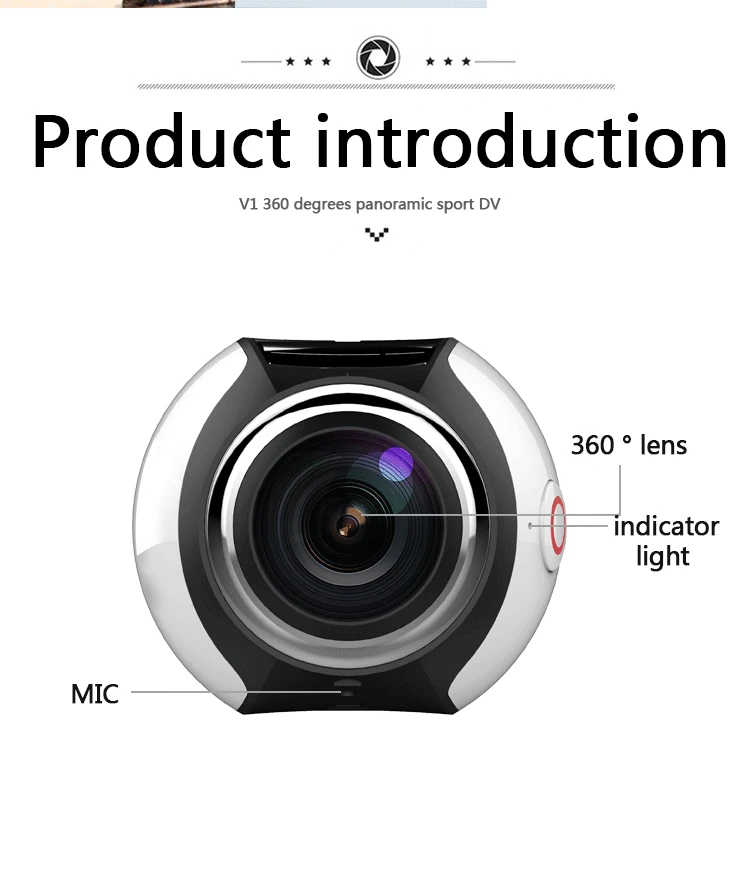 RUISVIN Лидер продаж V1 4 K 360 экшн Камера экшн-камера с Wi-Fi подключением панорамный Камера со сверхвысоким разрешением Ultra HD, Водонепроницаемый спортивные водительские очки виртуальной реальности VR Камера
