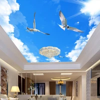 blue sky white clouds white pigeons custom 3d photo wallpaper living room bedroom ceiling decor mural wall painting wall cloth