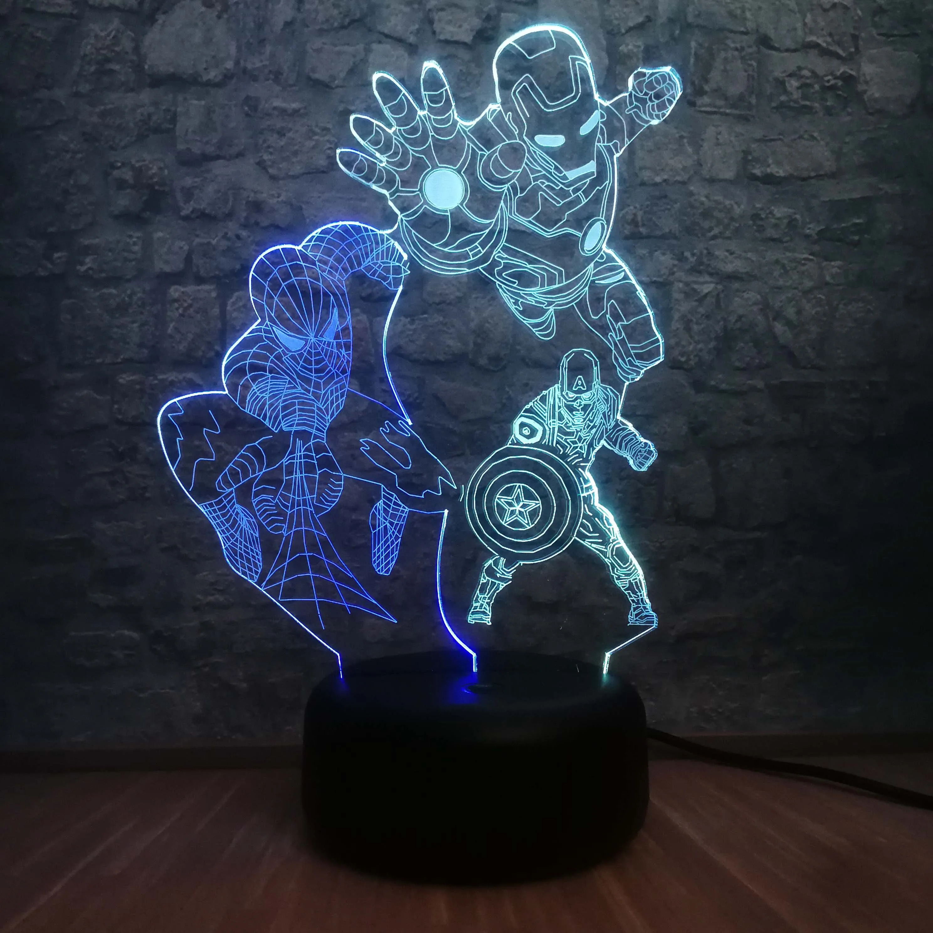 Marvel Мстители Человек паук Железный человек капитан 3D смешанные цвета luminaria USB