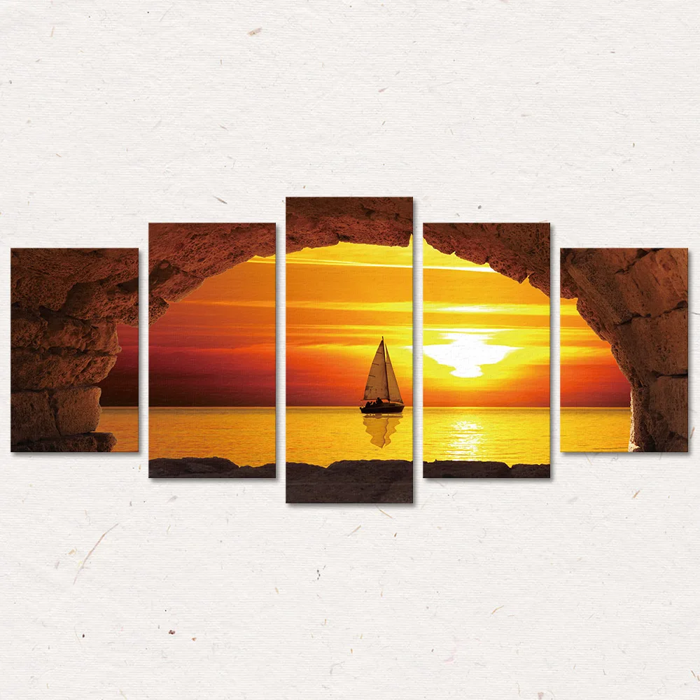 3D Приморский парусная яхта живопись спальня гостиная фон диван стены