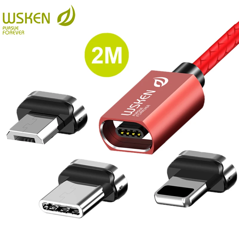 Магнитный кабель WSKEN Micro USB зарядный для iPhone Xs Max Xr Type C быстрой зарядки и передачи