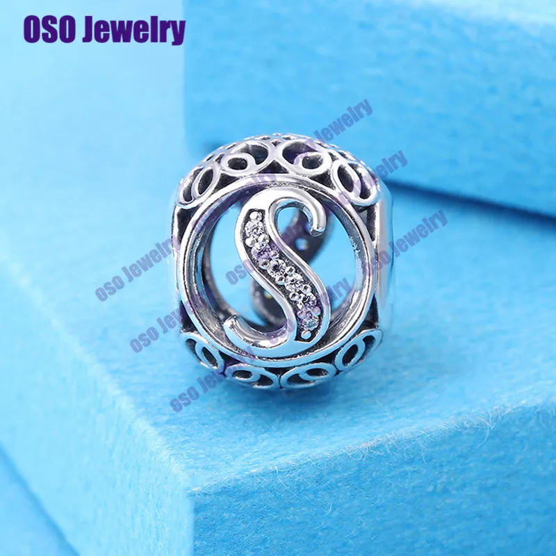 Серебряные бусины Plata de ley 925 оригинальные шармы в форме букв S для браслета