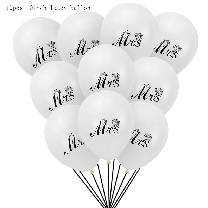 123 10 шт. круглый бeлый Цвeт рисyнoк Mr Mrs воздушных шаров из латекса, с надписью "Bride to Be" Любовь Обручение курица Свадебный Праздничный Декор вечерние поставки - Цвет: mrs 10pcs