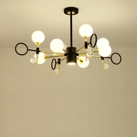g4 led postmodern iron glass black white lustre chandelier lighting suspension luminaire lampen for foyer