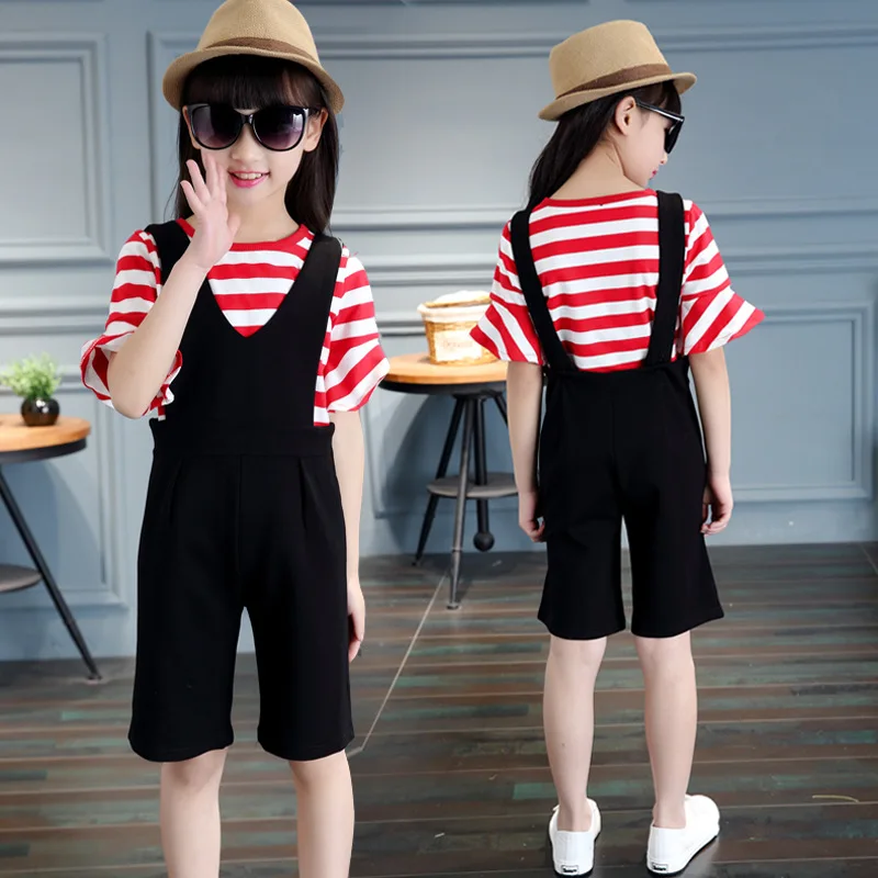 Новый Комплекты летней одежды для девочек из 2 изделий футболка принцессы + штаны