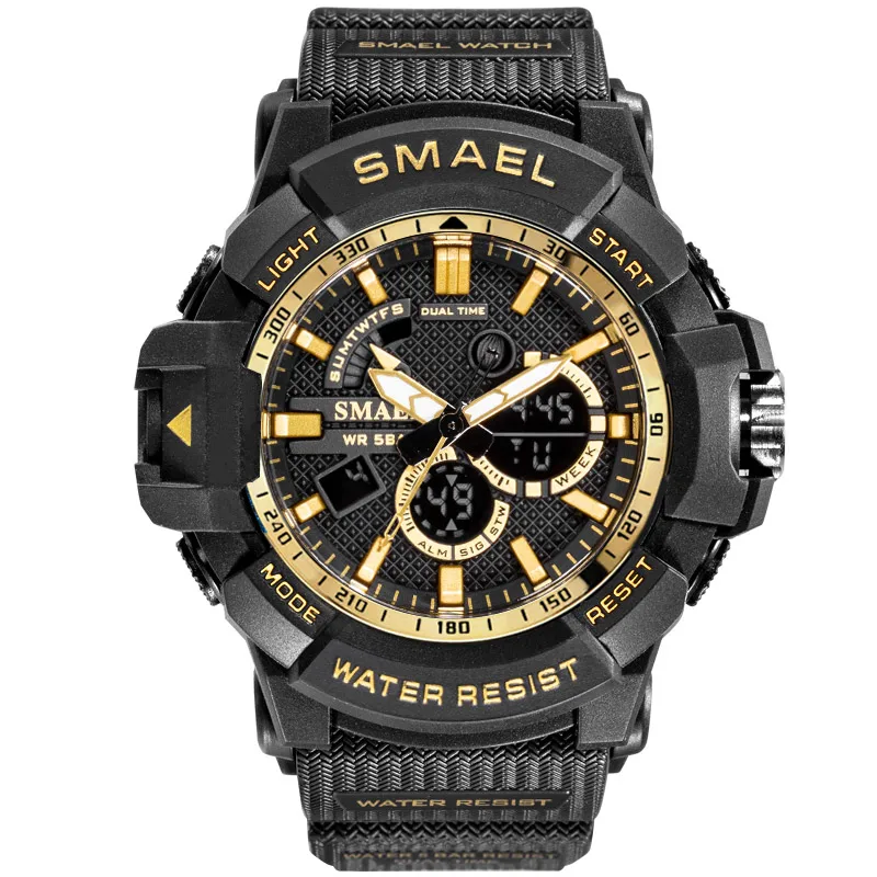 

SMAEL Brand Sport Quartz Digital Watches Men Sports Stainless Steel 5Bar Waterproof Military Watch Man Gifts Relogio Masculino