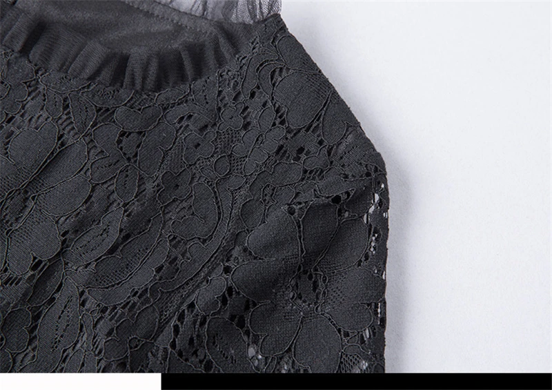 Vestidos De Verano Mujer женские новые трапециевидные темпераментные кружевные открытые с большим подолом элегантное черное платье