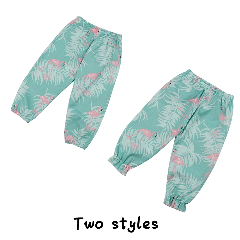 Штаны для мальчиков и девочек хлопковые штаны с принтом фламинго новорожденных