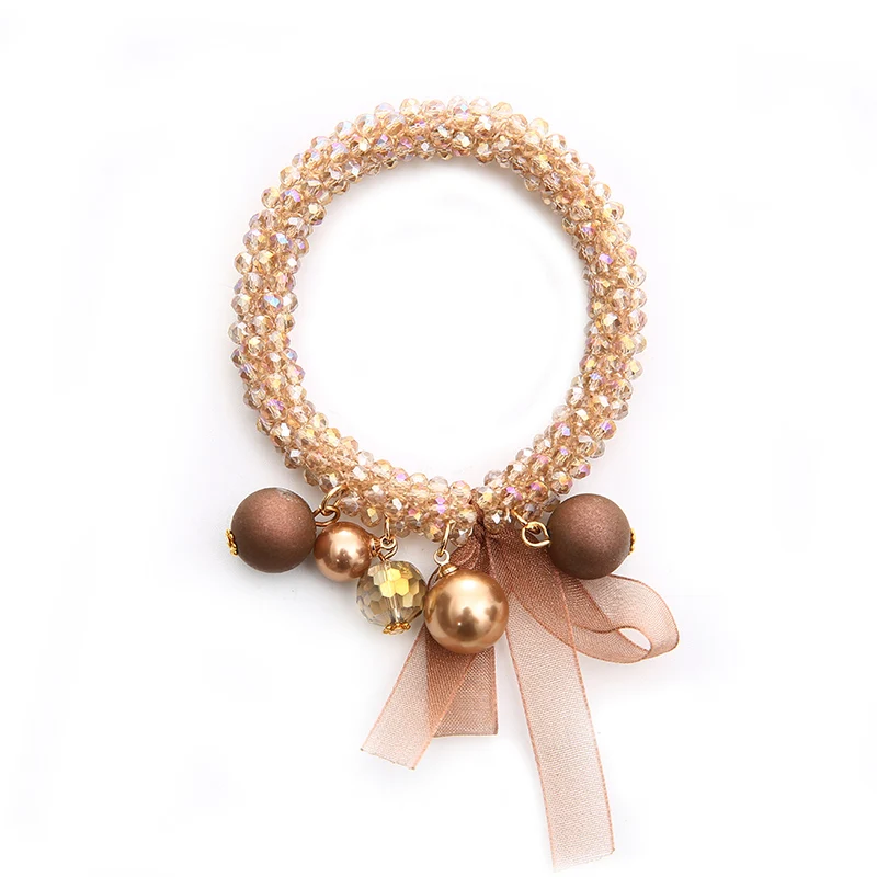transparent amber INKDEW модные шелковые ленты Бусины Strand браслеты для женщин подарок кристалл эластичные ручной работы многоцветные браслеты ювелирные изделия бохо - Окраска металла: transparent amber