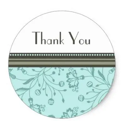 

1.5inch Turquoise Floral Thank You Envelope Seals Classic Round Sticker