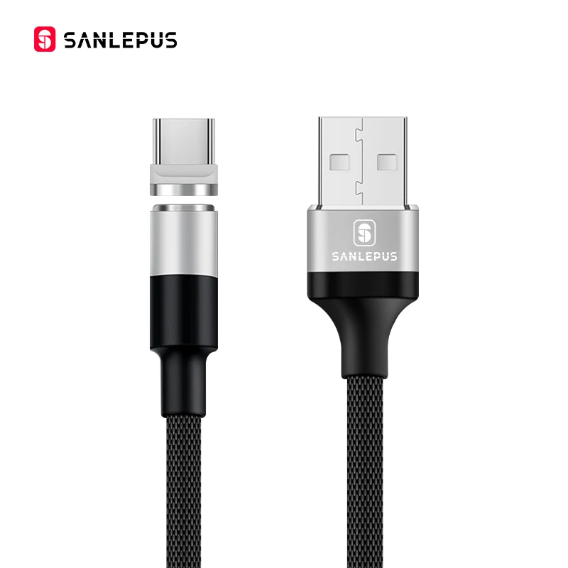 Black Silver Магнитный usb-кабель SANLEPUS, 3 А, быстрая зарядка, Micro type C, зарядное устройство для iPhone xr 8 plus, samsung, xiaomi, Android - Цвет: Black Silver