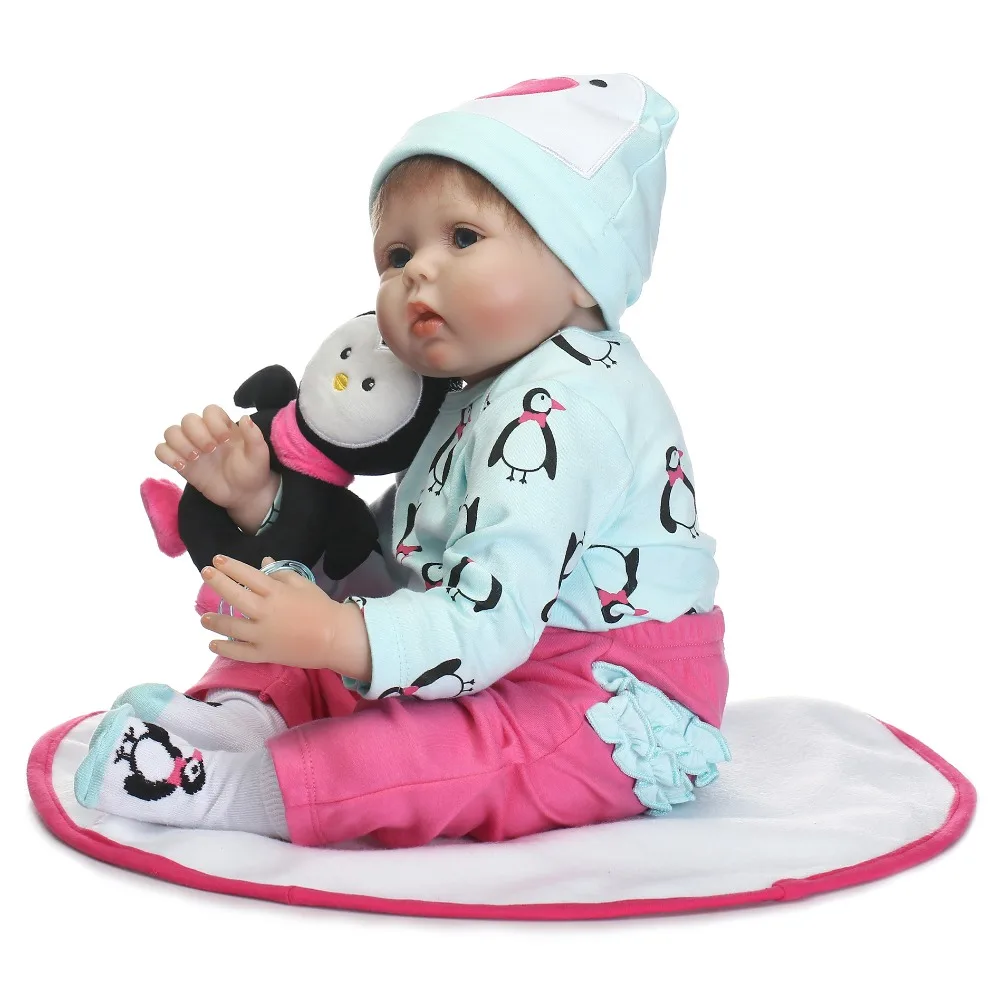 Новинка 2017 22-дюймовый силиконовый виниловый мягкий реалистичный Новорожденный