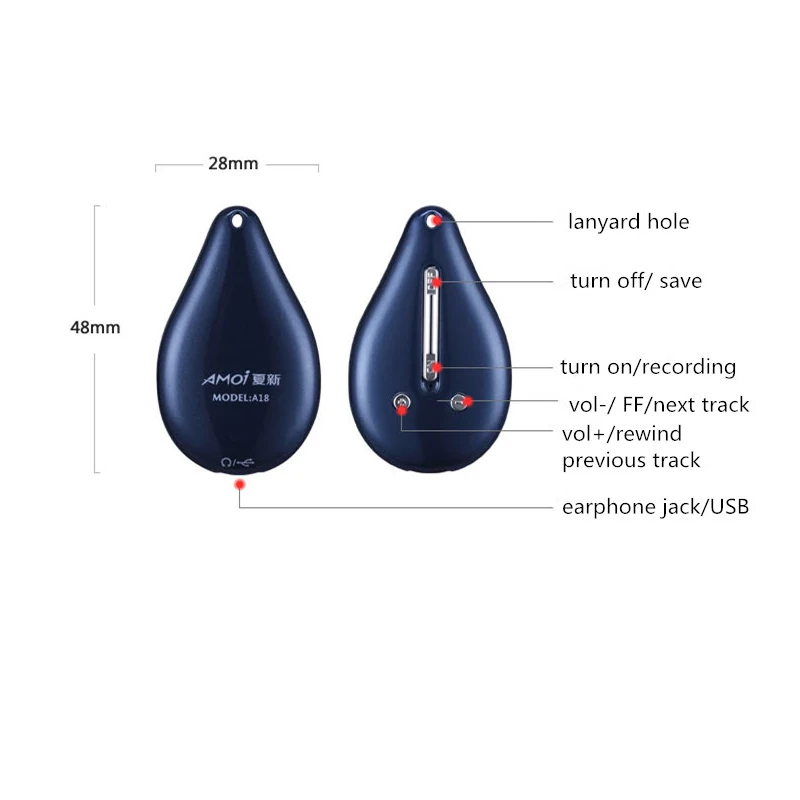 Yescool A18 espiar Mini Stealth подвеска Цифровой диктофон аудио регистратор Голосовая активация чистое шумоподавление Диктофон