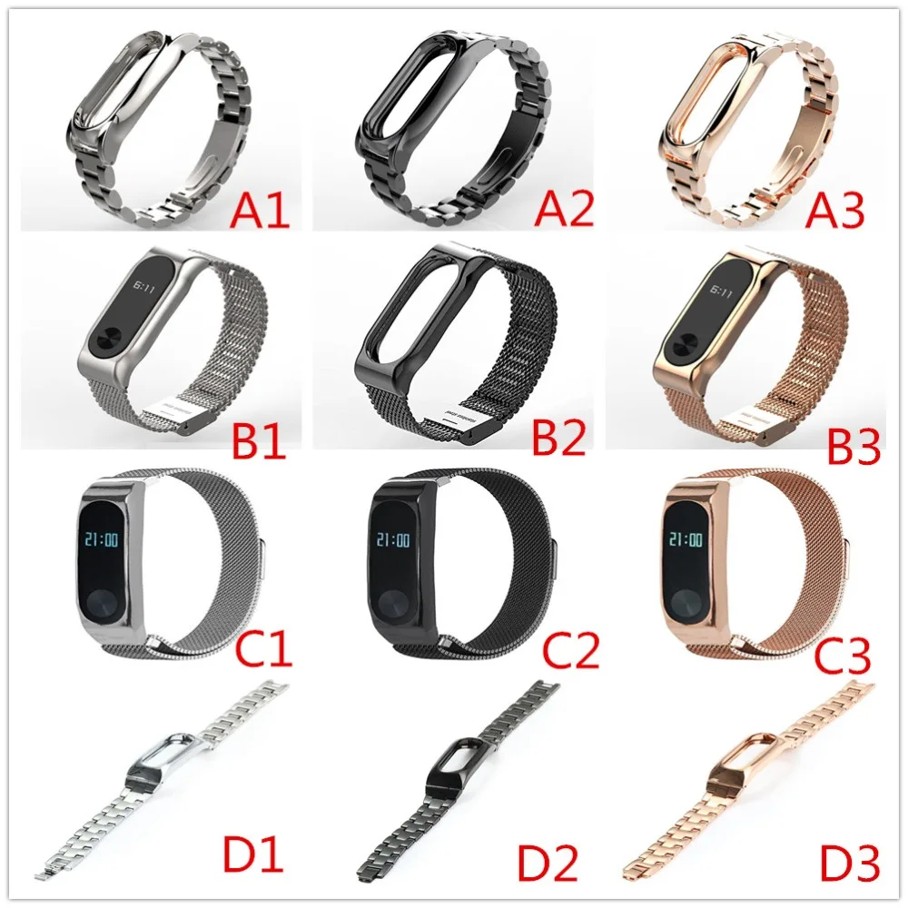 Металлический ремешок Mi Band 2 для браслета Xiaomi Безвинтовой браслет из нержавеющей