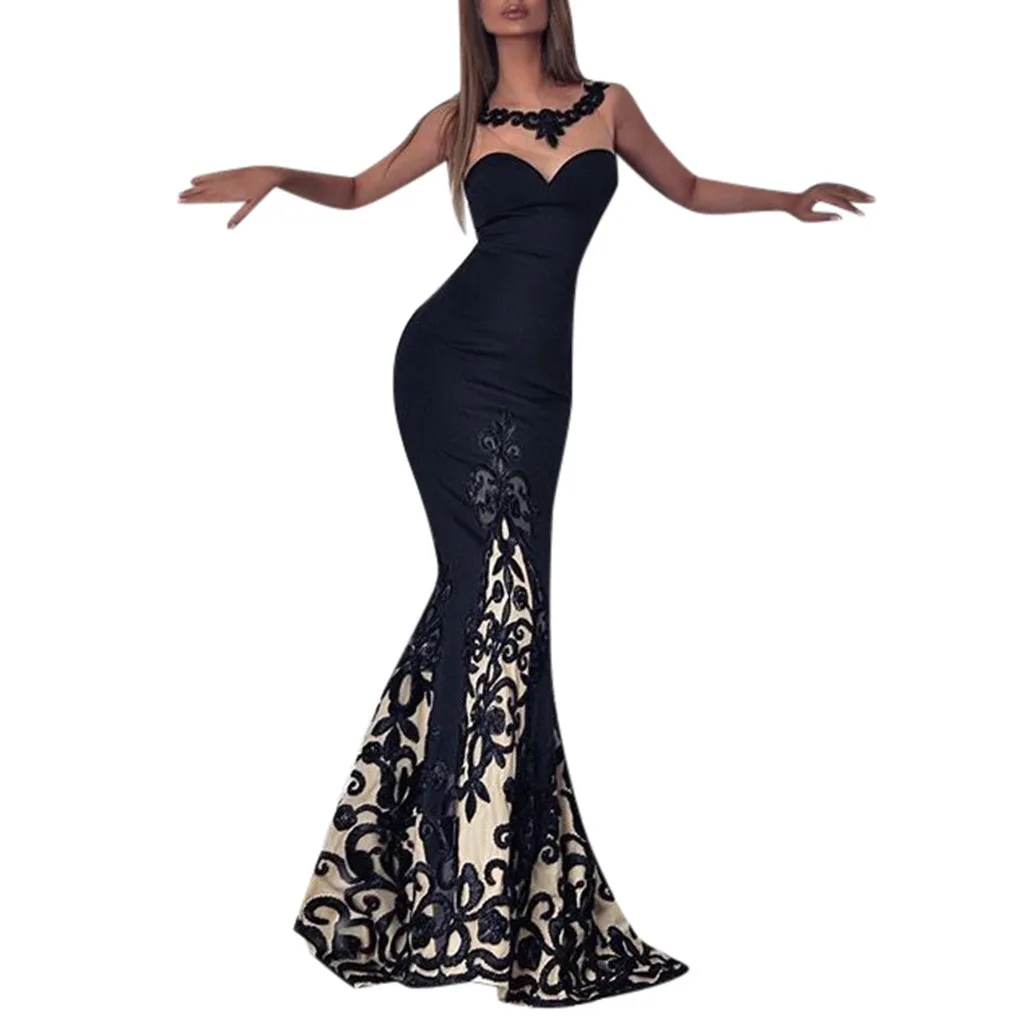 Новинка 2019 женское сексуальное кружевное облегающее платье без рукавов