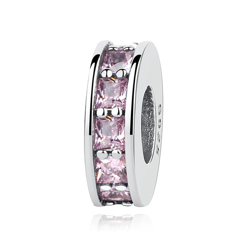 HLYZ012-pink Подходит для оригинальных браслетов Pandora, австралийские Кристальные бусины для изготовления ювелирных изделий, 925 пробы серебряные безопасные подвески - Цвет: HLYZ012-pink