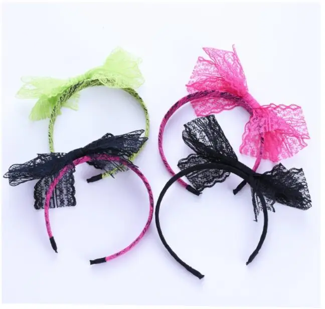 Женские 80 х годов костюм аксессуары неоновая Кружевная повязка на голову с