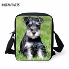 Женская сумка-почтальонка INSTANTARTS, миниатюрная сумочка через плечо с 3D рисунком собаки шнауцера, брендовый дизайнерский мессенджер