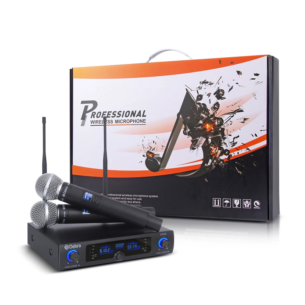 

Perfect Sound Quality!Debra D-102 UHF Wireless Dual Handheld Microphone Mics System for Perform Show Church speech Karaoke party