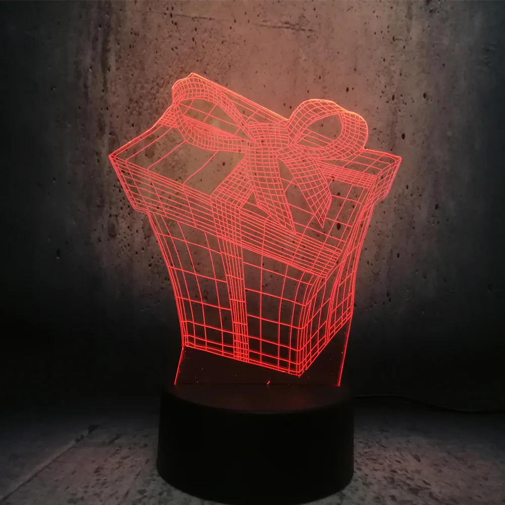 Прямая поставка Новый рождественский бокс 3D USB Люминесцентная светодиодная