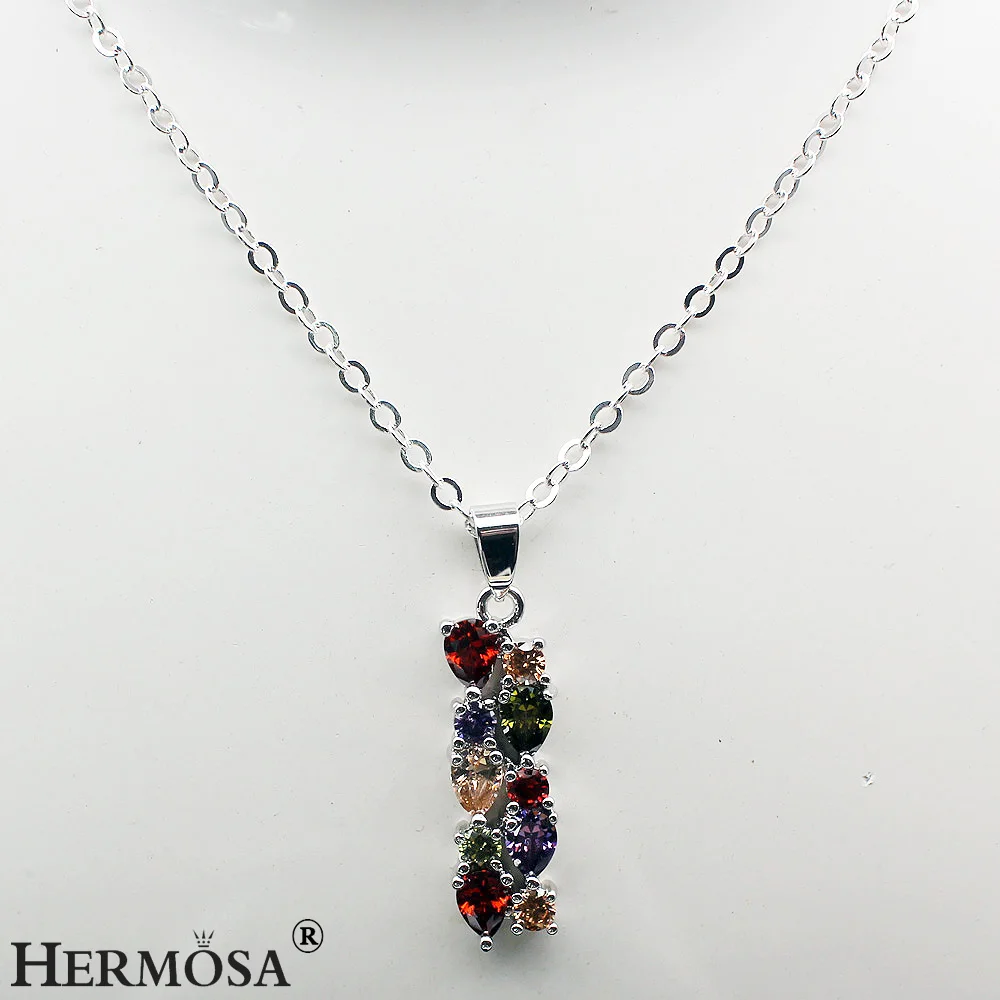 

Hermosa Jewelry Rainbow Peridot Garnet Morganite Mulit Silver Color Pendants