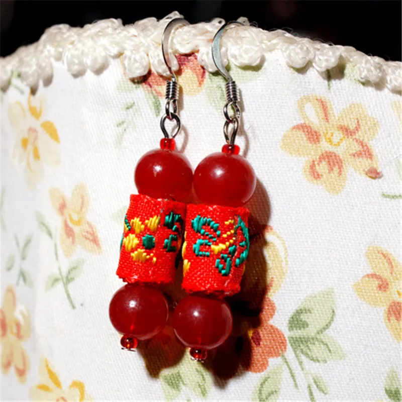 Бесплатная доставка женские серьги Новое поступление сделай сам красная ткань