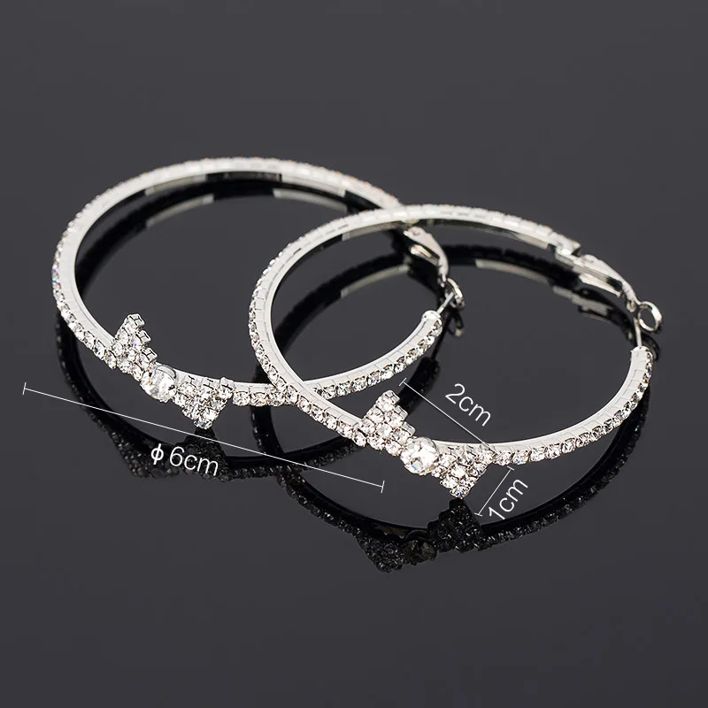 Earring crystal bow big circle earrings hoop 2016 for women #E090 | Украшения и аксессуары