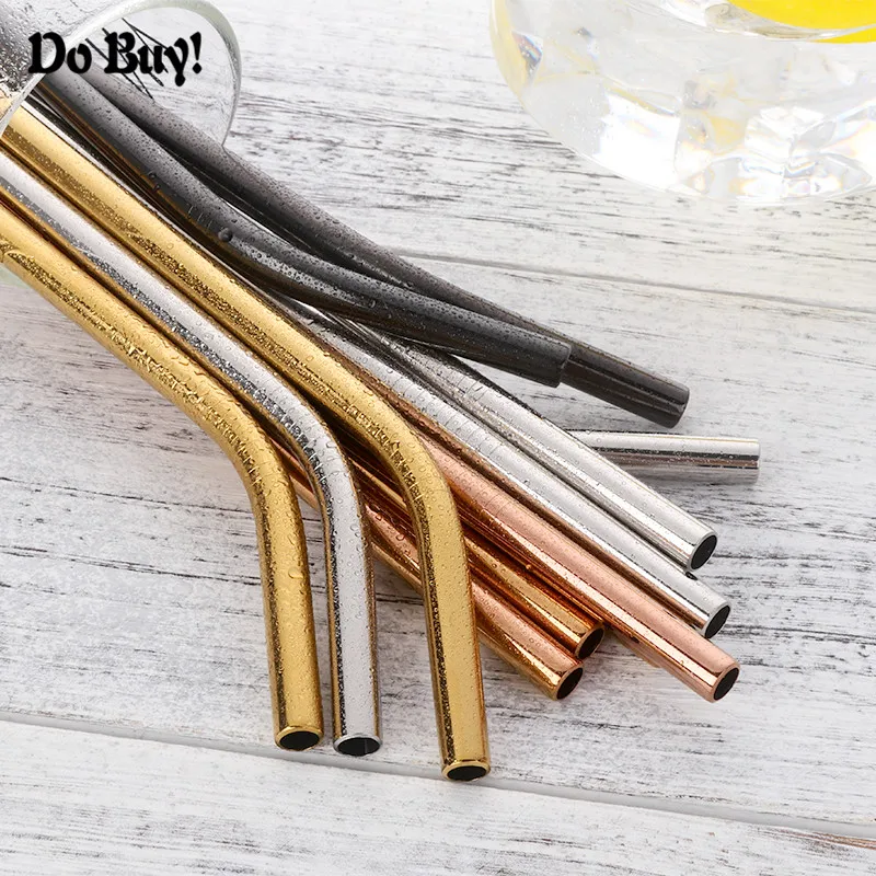 Трубочки для напитков из нержавеющей стали 304 серебристые розовые золотистые 2