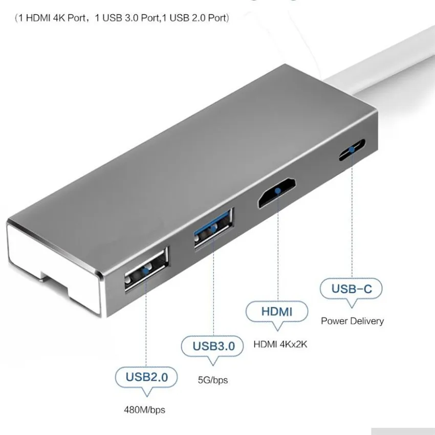 Thunderbolt 3 док концентратор USB Type C в UHD HDMI 4K 0 2 PD зарядный конвертер адаптер для Macbook Pro