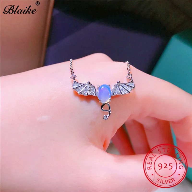 Женская цепочка из серебра 925 пробы с подвеской в виде летучей мыши | Украшения и