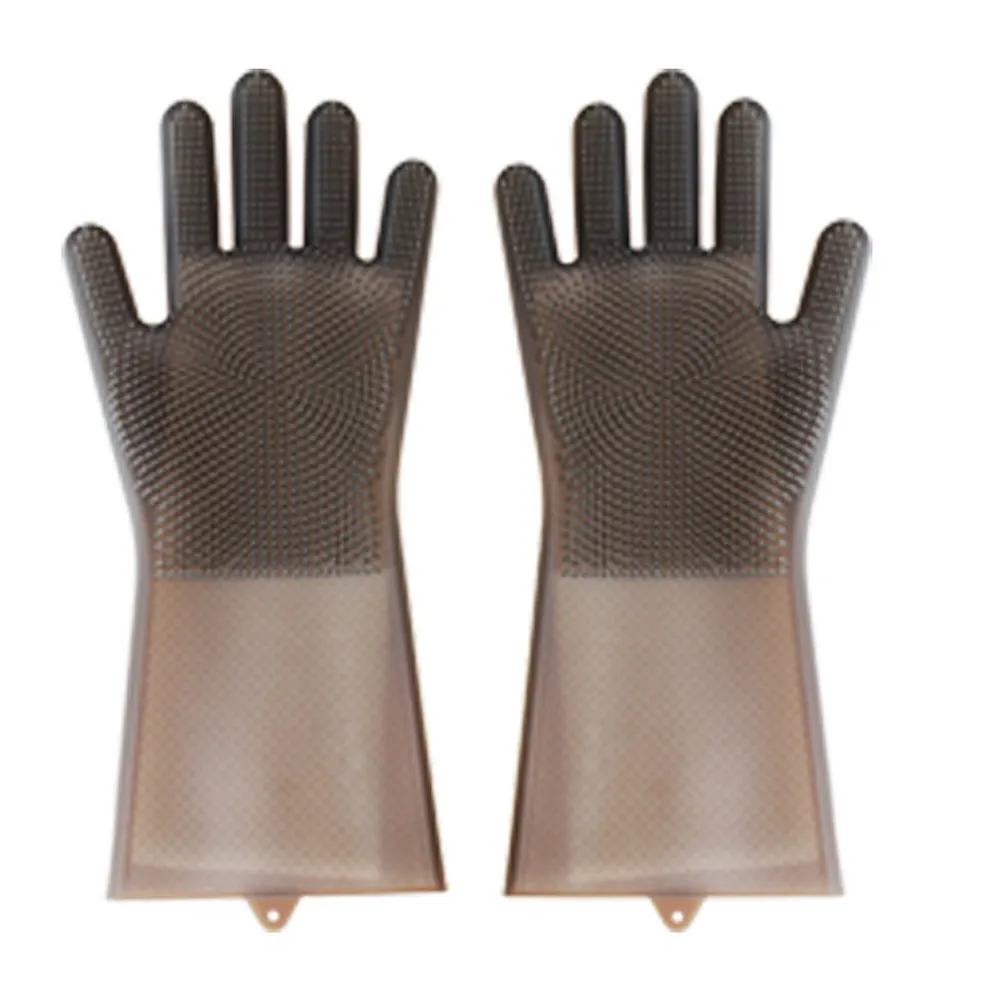 Многоразовые перчатки для мытья посуды из силикона с чистящей щеткой | Дом и сад