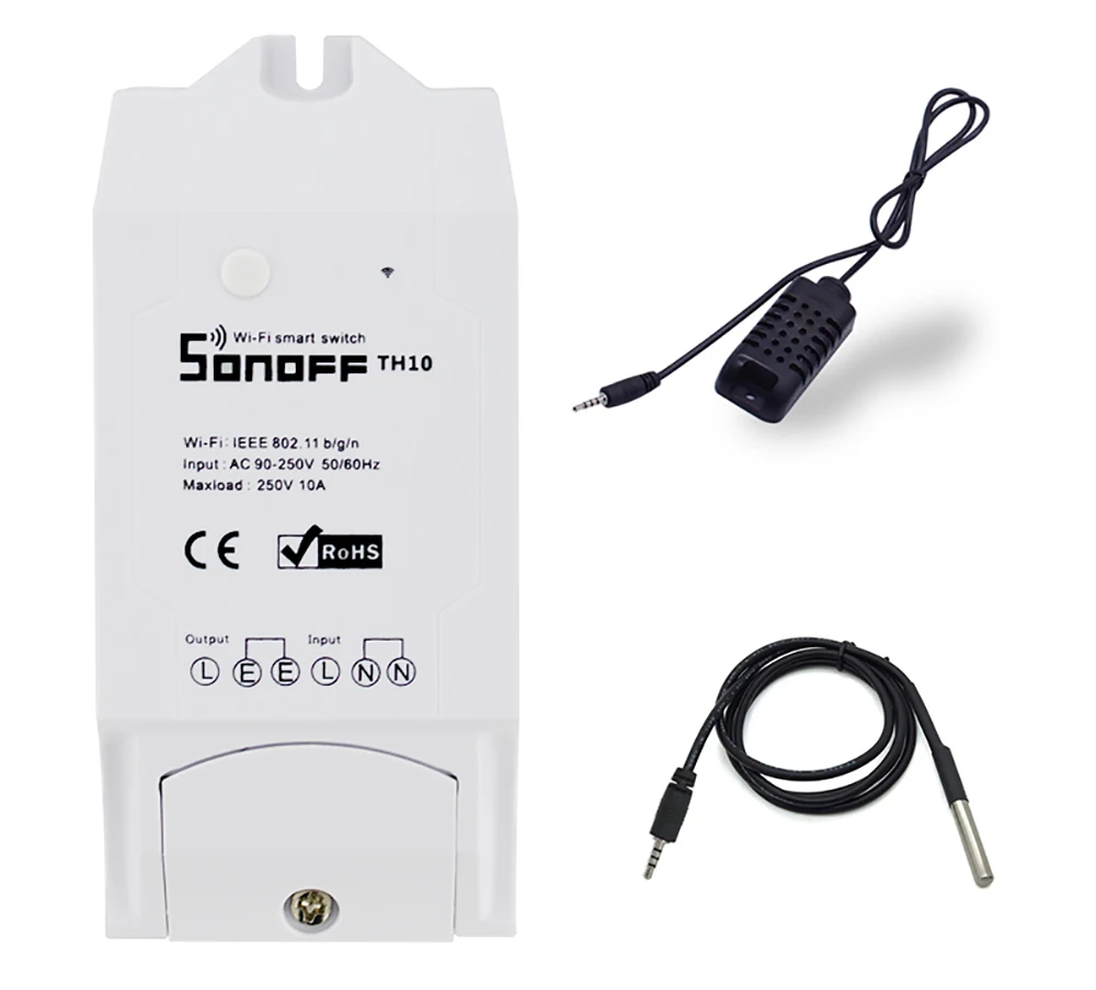 Sonoff TH10 Wi-Fi Smart Switch 10А 2200 Вт беспроводной переключатель умный дом автоматизация модули с датчиком температуры монитор влажности