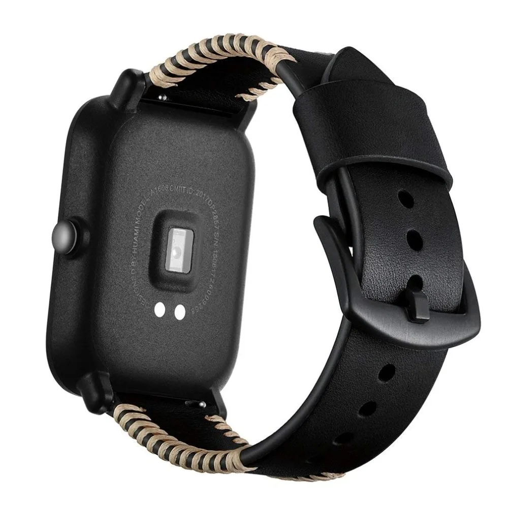 Ремешок для часов 20 мм из натуральной кожи умных Xiaomi Huami Amazfit Bip маленький большой