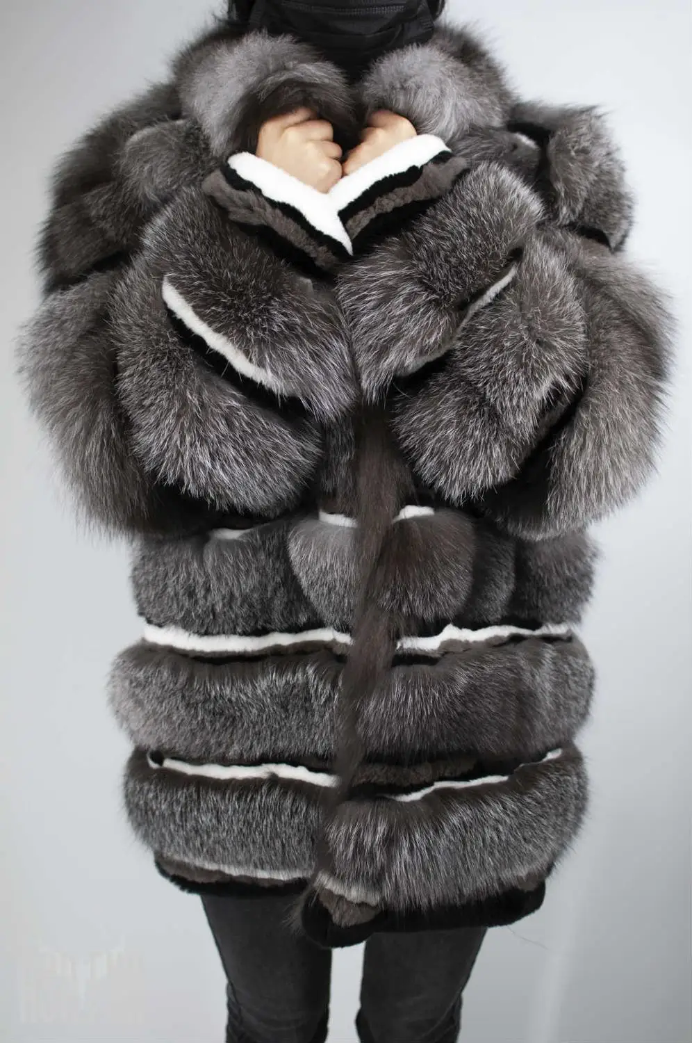 Arlenesain custom 2019 Новая модная Лоскутная куртка из лисьего меха с великолепной