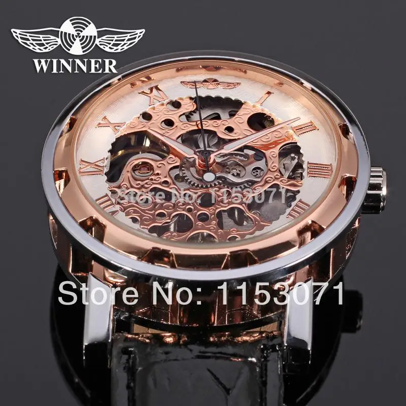 Мужские механические модные роскошные часы скелетоны Winner с коробкой для часов