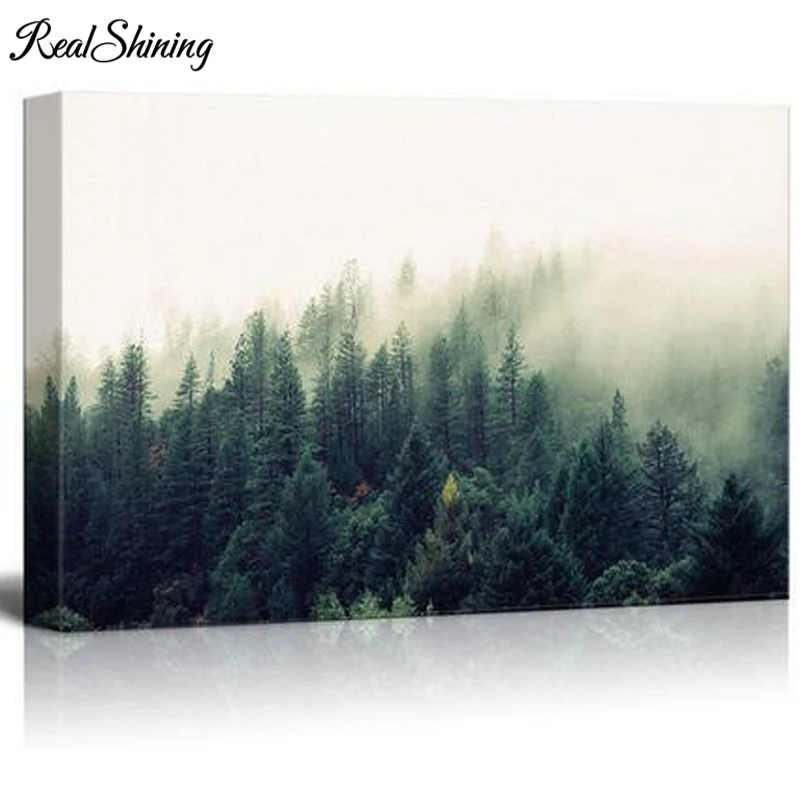 

Алмазная вышивка "густой туман, лесной пейзаж" ", вышивка крестиком, большая картина для Стразы по номерам FS4194
