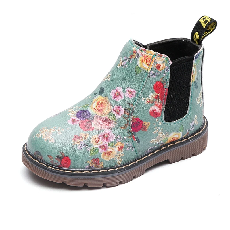 COZULMA Boys Girls Printed Martin Boots Baby Kids Winter Children Anti-skid Shoes Flowers Zipper Ankle | Детская одежда и обувь