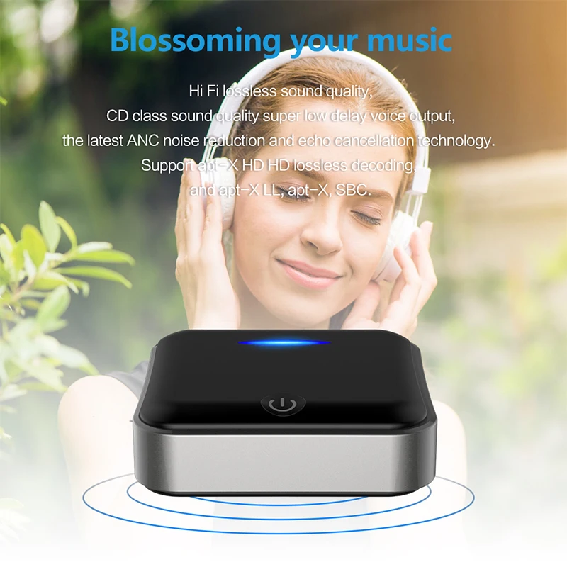 Longet Bluetooth v5 передатчик/приемник беспроводной 3,5 мм аудио адаптер aptX низкая задержка пара 2 сразу для ТВ/Автомобильная звуковая система