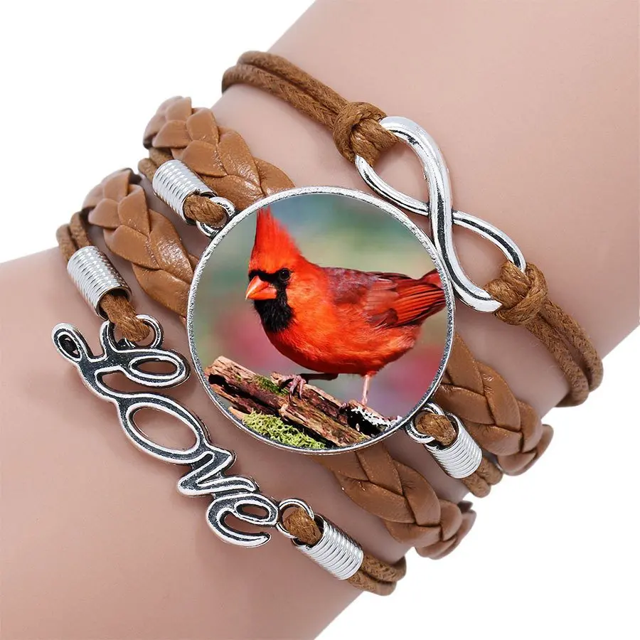 Cardinal Bird For Lovers Best Friendship известный бренд ювелирное изделие со стеклянным кабошоном