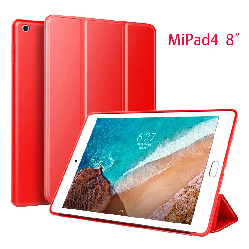 Red-MiPad4-8inch Чехол для Xiaomi mi pad 4/mi Pad 4 8,0 дюймов, силиконовый смарт-чехол для Xiaomi mi Pad 4 Plus 10,1 дюймов, чехол - Цвет: Red-MiPad4-8inch