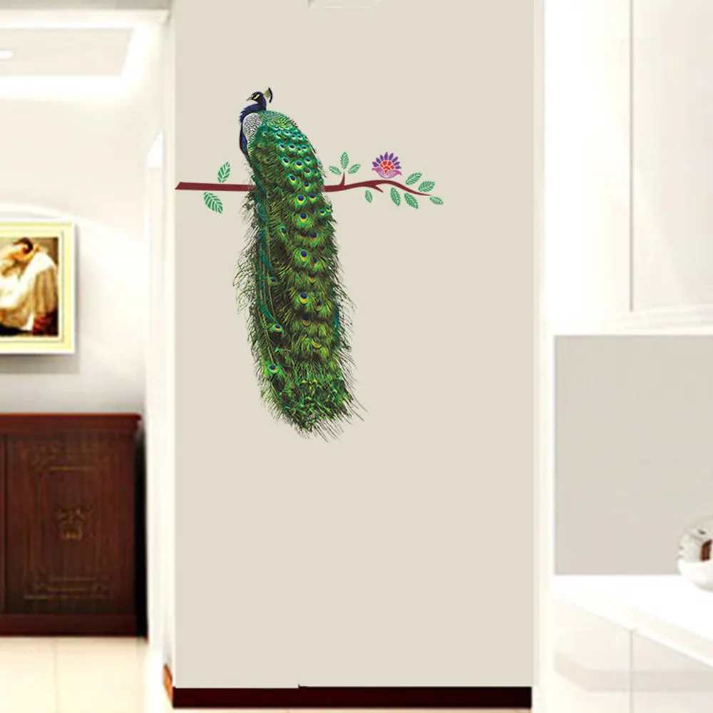 1 шт. стикер на стену DIY домашний Павлин съемный декор экологически Настенная