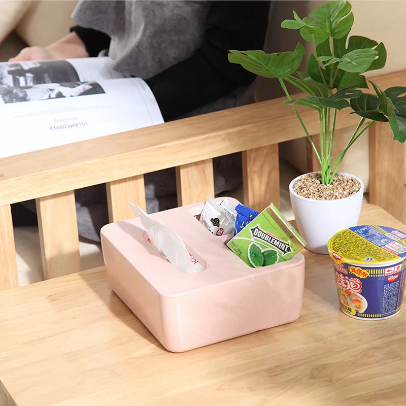 

Desktop Storage Box Eco-Friendly Wheat Straw Tissue Case Box Container Home Kitchen Towel Napkin Papers Storage Organizer