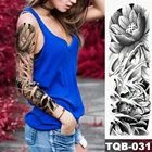 Новинка 1 шт. временная татуировка наклейка Черный Лотос цветок стильная татуировка с рукояткой боди-арт большой рукав большая поддельная Татуировка наклейка