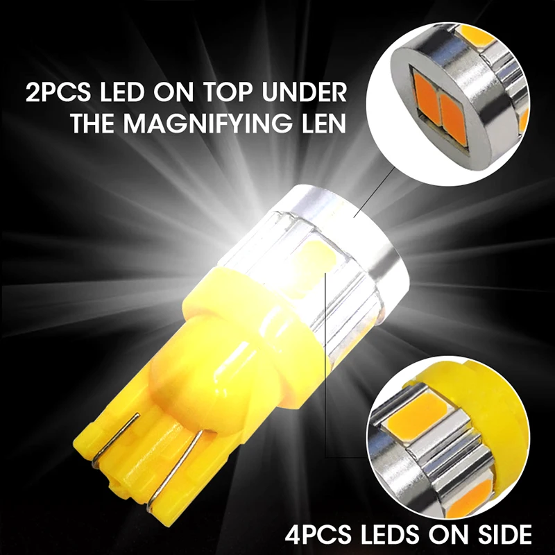 6 шт. Авто светоизлучающий диод T10 W5W 168 светодиодный лампы 5630 6Smd Автомобильное