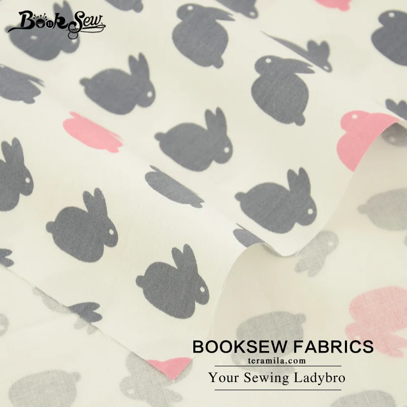 Booksew 100% хлопок саржевая ткань милые кролики узор домашний текстиль швейная Tecido
