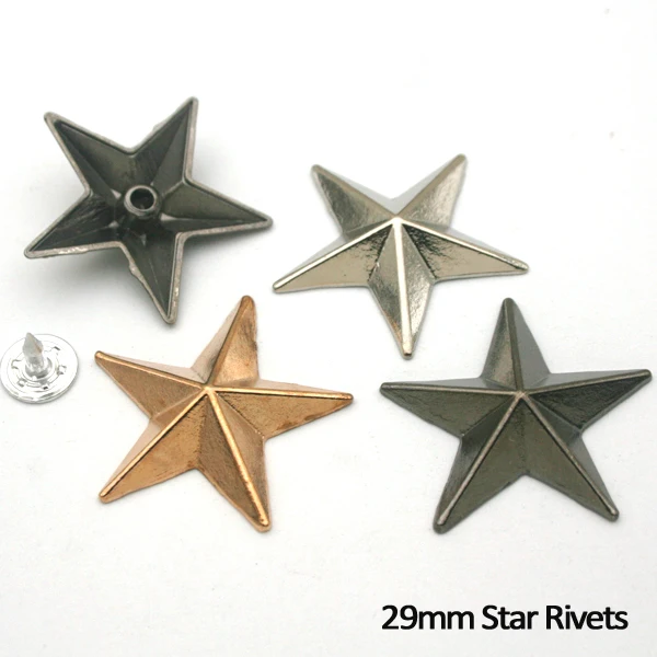 

60sets/lot 29mm big zinc alloy metal rivets star jeans garments rivets with alum nail nickle, black, gold free shipping ZD-026