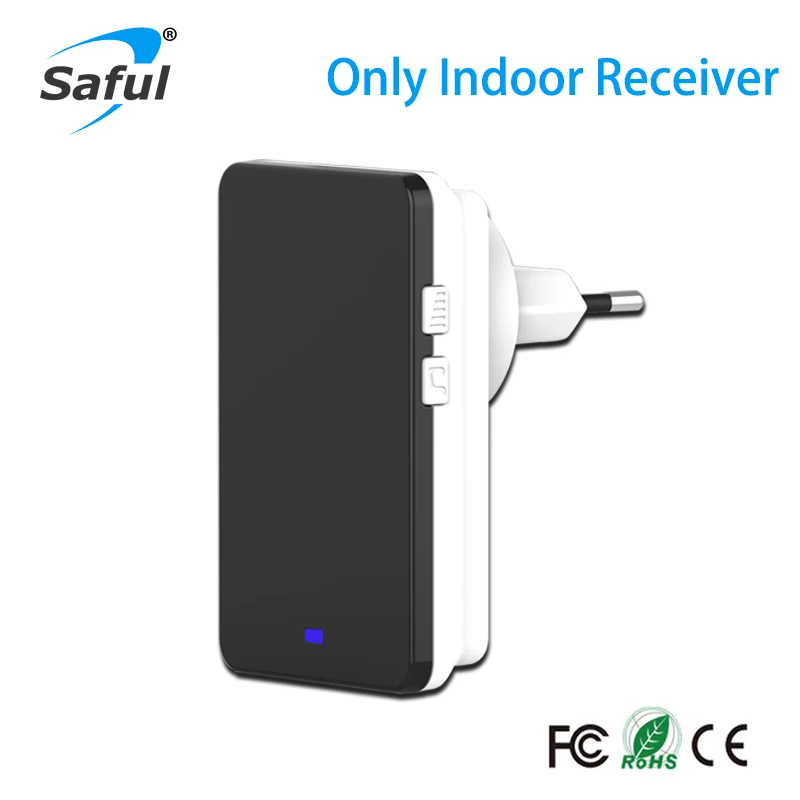 Водонепроницаемый дверной звонок Saful черный/белый сенсорный передатчик с