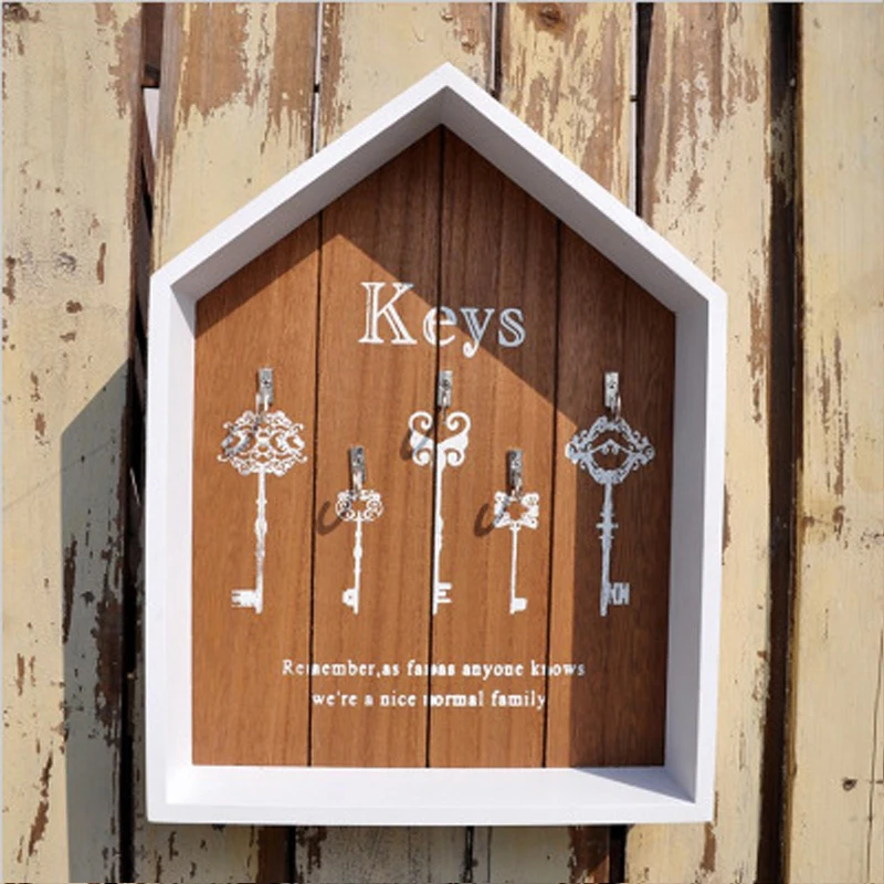 Wood Color Rack Деревянный крючок для хранения ключей, вешалка, полка, кухонный органайзер, Настенный декор, подвесные полки, настенный стеллаж для украшения комнаты - Цвет: Wood Color Rack