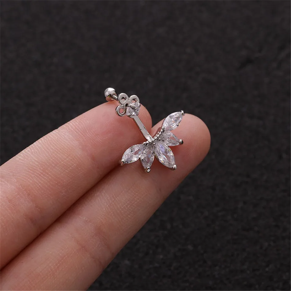 TTLIFE 1 шт. Cz Корона цветок кулон Tragus гвоздики раковины пирсинг серьги спираль серьги, Надеваемые На ушной хрящ Хрустальный пирсинг уха ювелирные изделия