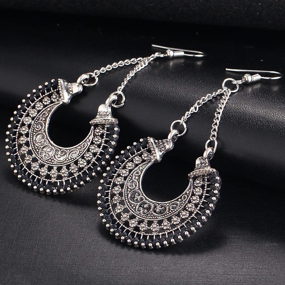 Талисманы чешские мотаться серьги падения для Для женщин длинные черный Красный